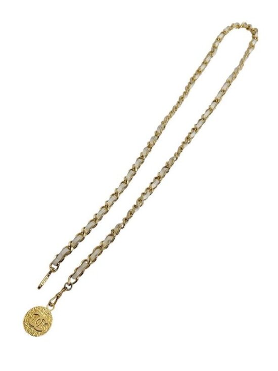 Chanel Belt Vintage Girogo Chain White Gold